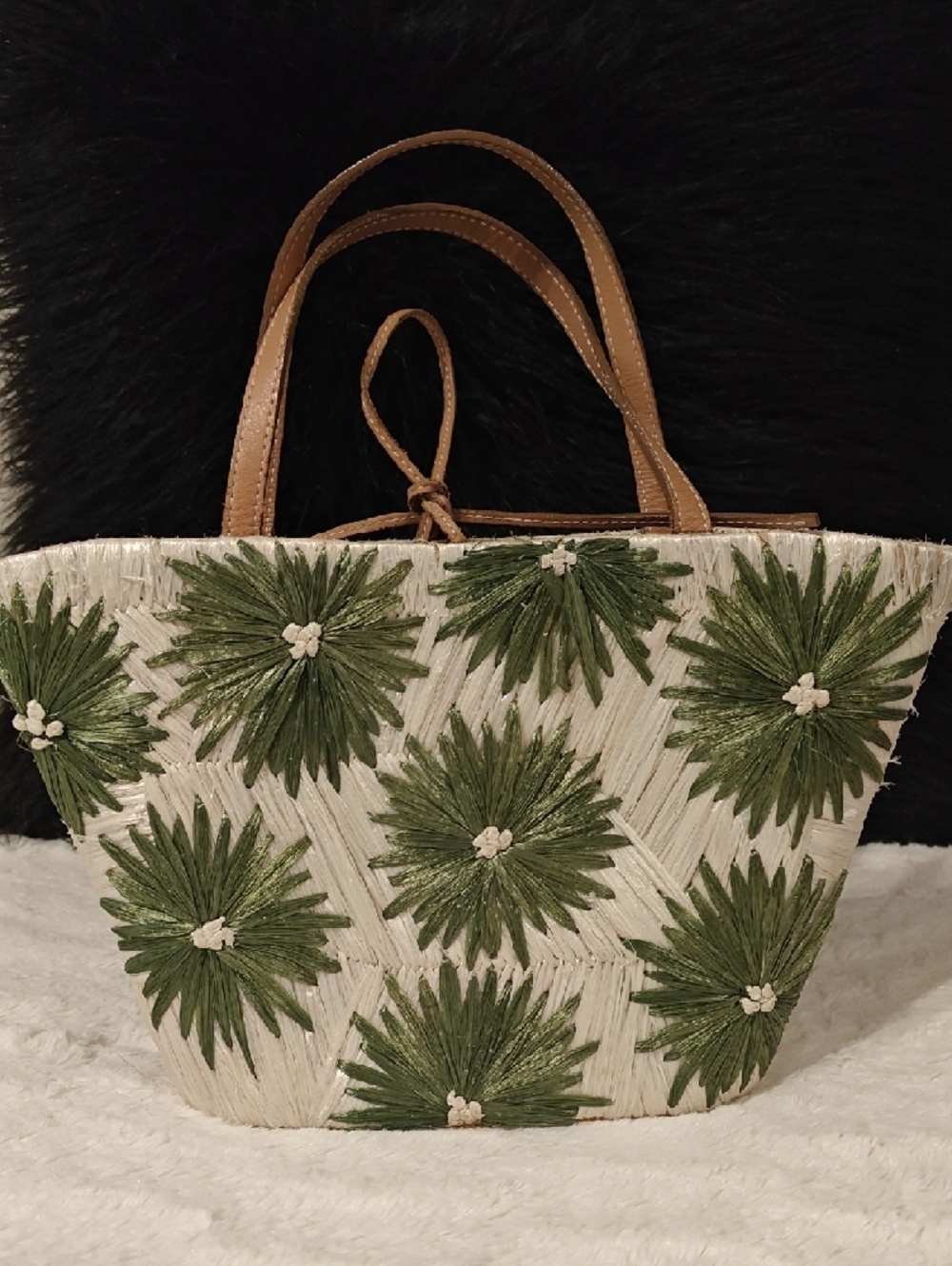 Kate Spade Cabo Natural Straw Floral Bag - Picture 2 of 14